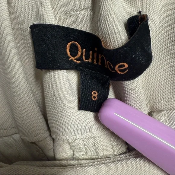 Quince Stretch Crepe Pleated Wide‎ Leg Pants Sand size 8 - Picture 6 of 10